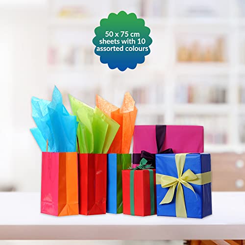 1ABOVE Multi Coloured Tissue Paper, 110 Sheets Large Tissue Gift Wrapping Paper, Acid Free,50X75 cm Perfect for Gift Bags, DIY Art Crafts,Floral, Holidays,Birthdays, Bags