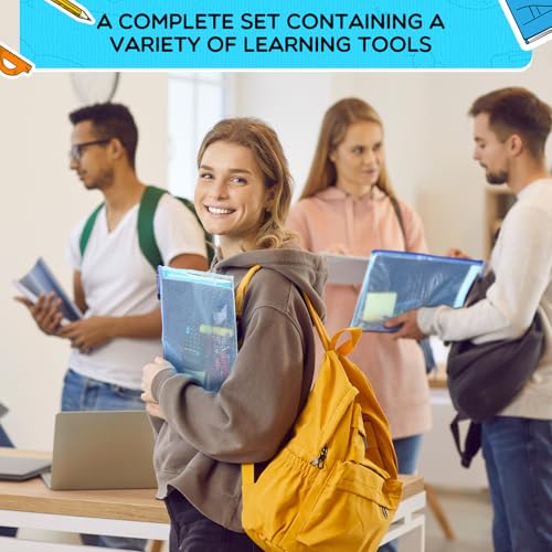 SATINIOR 6 Sets 342 Pcs Bulk Back to School Supplies Kit Middle High School Supply Set Back to School Essentials Bundle Folders Notebooks Pencil Pen Calculator Stapler Scissors Sharpeners for Students