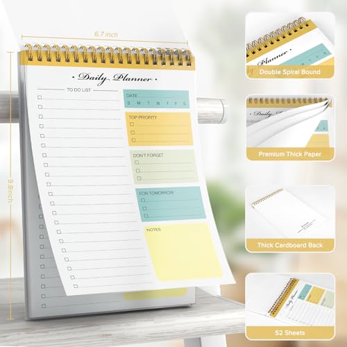 To Do List Notepad, To Do List Notebook for Work with 52 Undated Sheets, Daily To Do List Planner, Checklist Organizer Notebook for Office, Home and School- Yellow