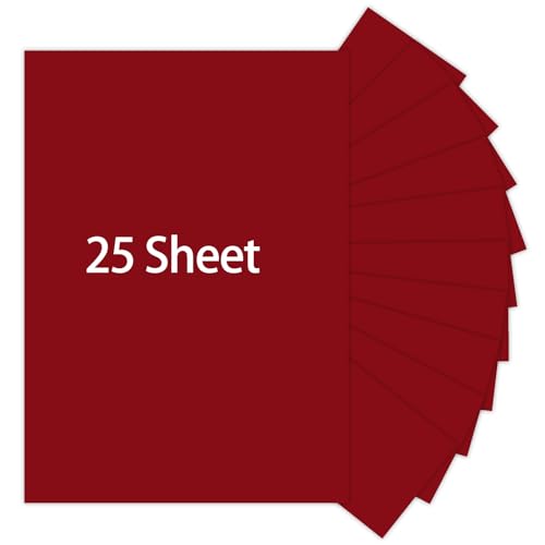 Dark Red Cardstock, 25 Sheets 8.5 x 11 Red Paper, MEIOPUOYEAM 250gsm/92lb Card Stock Printer Paper for Halloween, Christmas, Invitations, Crafts, DIY Cards, Stationary Printing, Scrapbooking Supplies