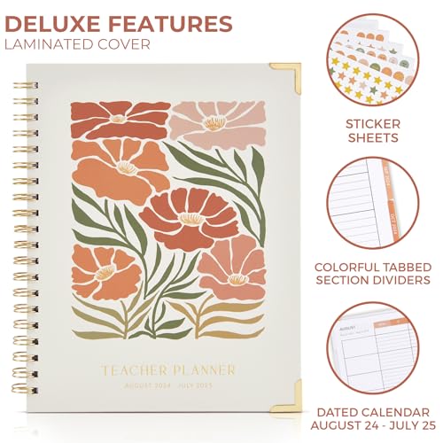 Simplified Teacher Planner For The 2024-2025 Academic School Year - Your All Incl. 8.5" x 11" Lesson Plan Book Supplies - Easily Organize Your Daily, Weekly & Monthly Classroom/Homeschool Schedule