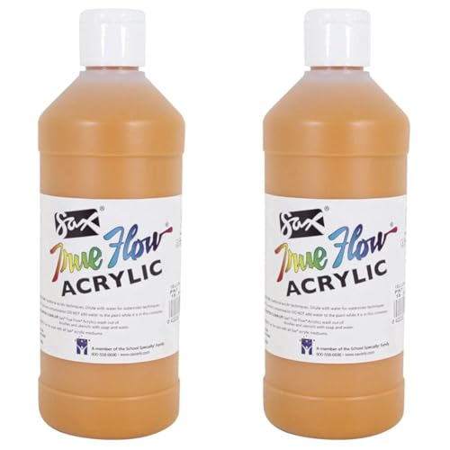 Sax True Flow Acrylic Medium Bodied Paint - Pint - Yellow Ochre - 408492 (Pack of 2)