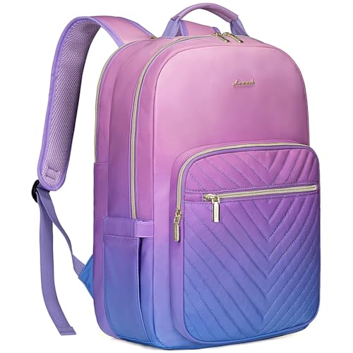 LOVEVOOK Laptop Backpack for Women 15.6 inch,Cute Womens Travel Backpack Purse,Professional Laptop Computer Bag,Waterproof Work Business College Teacher Bag Carry on Backpack with USB Port,Blue-purple