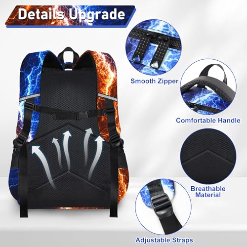 Labfen Dragon Backpack Set for Boys, Kids Dragon School Backpack with Lunch Box Pencil Bag, Dragon Backpack with for Students Red and Blue