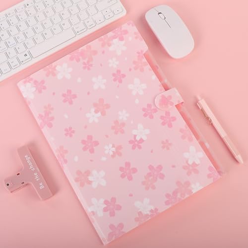 SKYDUE Expanding File Folder with 5 Pockets, Accordion File Organizer,Portable Receipt Paper Documents Organizer,Letter Size Filing Folder School Office Supplies,Pink