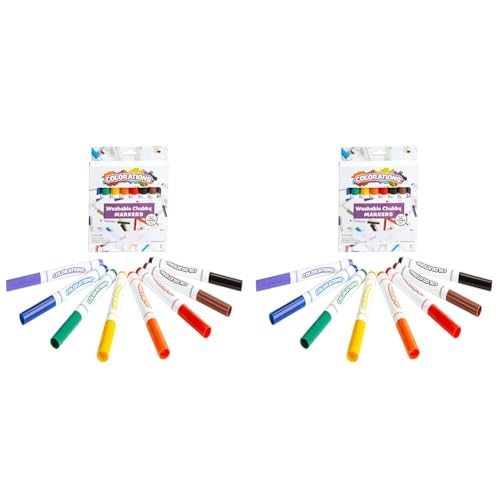 Colorations Chubby Markers, 8 Colors, Conical Tip, Coloring, Paper, Posters, Drawing, Bold Colors, Home, Classroom, School Supplies, Art Supplies, Craft Projects, Children, Gift, Classic Colors CHB