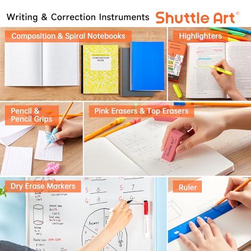 Shuttle Art 102 PCS Back to School Supplies Kit, School Supply Box for Grades K-5, School Supplies for Kids and Students, Including Pencils, Pens, Markers, Erasers, Notebooks, Folders and More