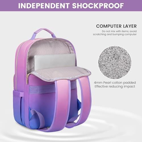 LOVEVOOK Laptop Backpack for Women 15.6 inch,Cute Womens Travel Backpack Purse,Professional Laptop Computer Bag,Waterproof Work Business College Teacher Bag Carry on Backpack with USB Port,Blue-purple