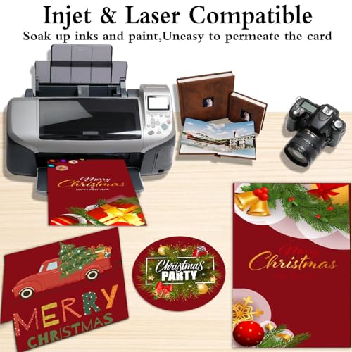 Dark Red Cardstock, 25 Sheets 8.5 x 11 Red Paper, MEIOPUOYEAM 250gsm/92lb Card Stock Printer Paper for Halloween, Christmas, Invitations, Crafts, DIY Cards, Stationary Printing, Scrapbooking Supplies