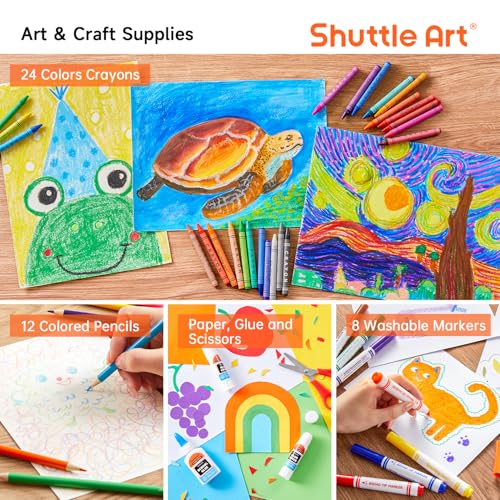 Shuttle Art 102 PCS Back to School Supplies Kit, School Supply Box for Grades K-5, School Supplies for Kids and Students, Including Pencils, Pens, Markers, Erasers, Notebooks, Folders and More