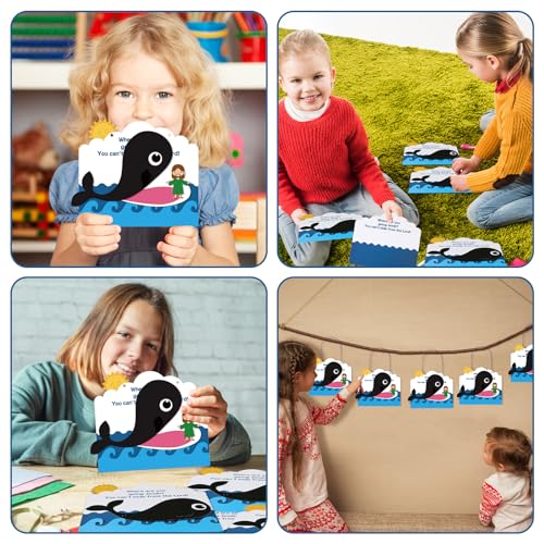 Wenqik 48 Pcs Jonah and The Whale Craft Kit DIY Christian Sunday School Crafts Jonah and The Whale Decorations Make Your Own Jonah and The Whale Set for Kids Classroom Fun Activities Art Supplies