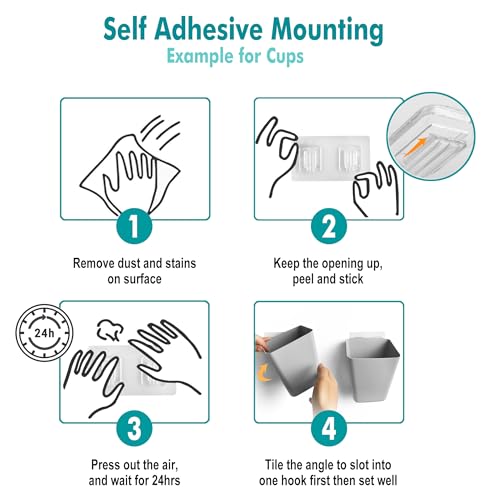 Wall Caddy Pen Holders, 6 Pack Large Pencil Cups Organizer for Marker / Remote / Crayon / White Board Accessories, with Adhesive Stickers, Office Home Craft Class Kids Room Art Organization (Green)