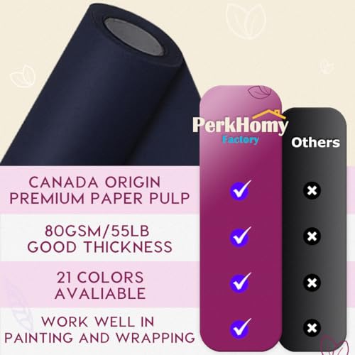PerkHomy 36" x 2,400" (200') Colored Kraft Paper Roll for Gift Wrapping Bouquet Flower Bulletin Board Kids Art Painting Craft Writing Packaging Shipping 80GSM 55LB