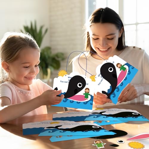 Wenqik 48 Pcs Jonah and The Whale Craft Kit DIY Christian Sunday School Crafts Jonah and The Whale Decorations Make Your Own Jonah and The Whale Set for Kids Classroom Fun Activities Art Supplies