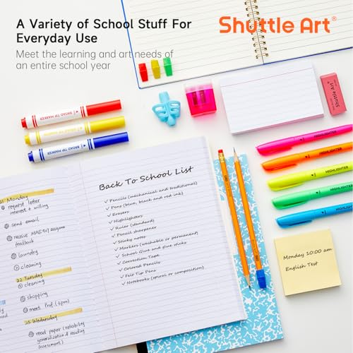 Shuttle Art 102 PCS Back to School Supplies Kit, School Supply Box for Grades K-5, School Supplies for Kids and Students, Including Pencils, Pens, Markers, Erasers, Notebooks, Folders and More