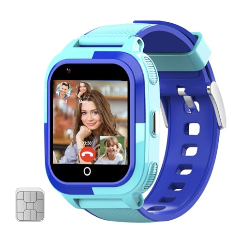 wonlex Smart Watches for Boys Aged 3-12 with Whatsapp Calling, 4G Kids Smartwatches GPS Tracker Message SOS Camera and Pedometer Children (Blue)