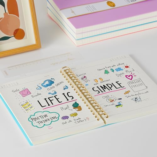 NIRMIRO Large Spiral Notebook, 8.3'' X 11'' Hardcover Bullet Lined Journal Note Book for Women School Work Travel, PVC Cover Diary Notepad, 300 Pages, 100GSM Thick Paper, Blue