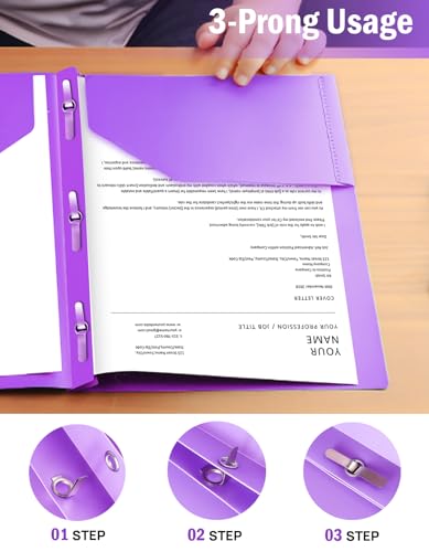 HABGP 5 Folders with Pockets and Prongs, 2 Pocket 3 Prong Folders with Business Card Holder, Heavy Duty Plastic File Folders for Documents Office School Supplies, Letter Size 5 Bright Colors 5 Pack