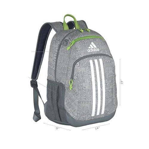 adidas Creator 2 Backpack, Adi Font Madness Stone Grey/Lucid Lime Green/White, One Size