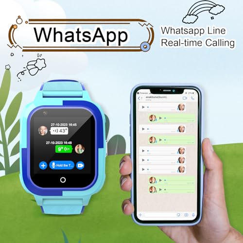 wonlex Smart Watches for Boys Aged 3-12 with Whatsapp Calling, 4G Kids Smartwatches GPS Tracker Message SOS Camera and Pedometer Children (Blue)