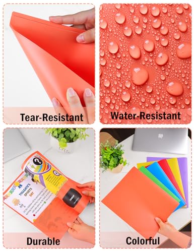 HABGP 5 Folders with Pockets and Prongs, 2 Pocket 3 Prong Folders with Business Card Holder, Heavy Duty Plastic File Folders for Documents Office School Supplies, Letter Size 5 Bright Colors 5 Pack