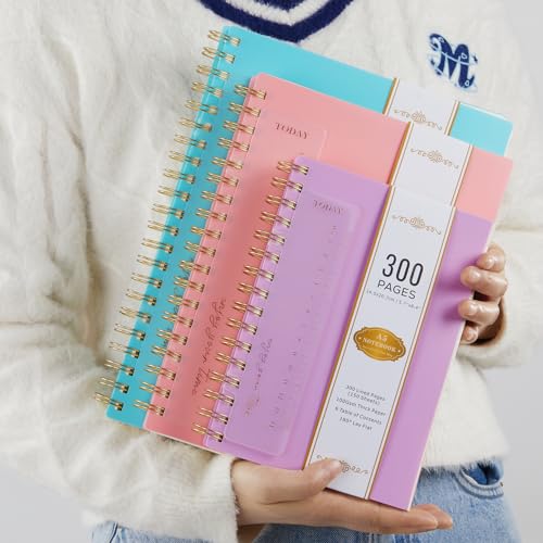 NIRMIRO Large Spiral Notebook, 8.3'' X 11'' Hardcover Bullet Lined Journal Note Book for Women School Work Travel, PVC Cover Diary Notepad, 300 Pages, 100GSM Thick Paper, Blue