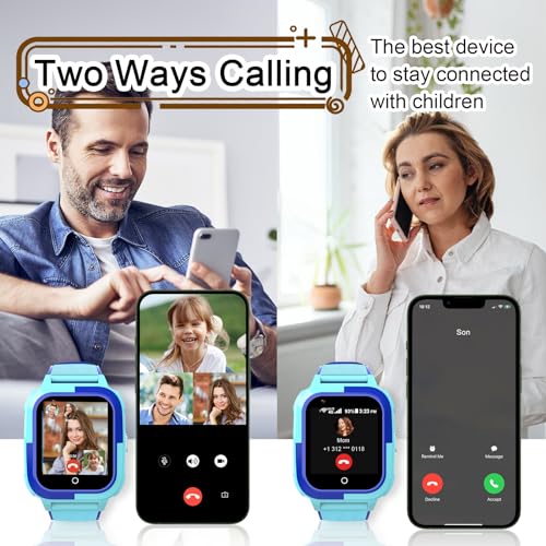 wonlex Smart Watches for Boys Aged 3-12 with Whatsapp Calling, 4G Kids Smartwatches GPS Tracker Message SOS Camera and Pedometer Children (Blue)