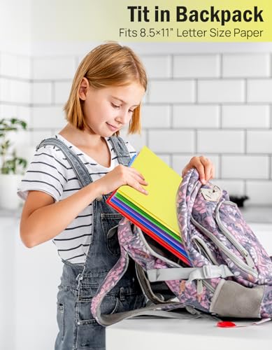 HABGP 5 Folders with Pockets and Prongs, 2 Pocket 3 Prong Folders with Business Card Holder, Heavy Duty Plastic File Folders for Documents Office School Supplies, Letter Size 5 Bright Colors 5 Pack