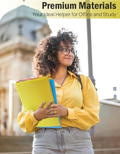 HABGP 5 Folders with Pockets and Prongs, 2 Pocket 3 Prong Folders with Business Card Holder, Heavy Duty Plastic File Folders for Documents Office School Supplies, Letter Size 5 Bright Colors 5 Pack