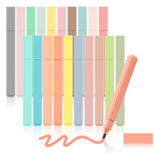 JINYANDIY 20 Colors Cute Highlighter Bible Pens No Bleed With Soft Chisel Tip,Candy Colors Aesthetic Pens Markers Kawaii Stationary For Student Aesthetic School Supplies-Aesthetic Pastel Highlighters