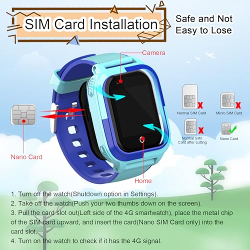 wonlex Smart Watches for Boys Aged 3-12 with Whatsapp Calling, 4G Kids Smartwatches GPS Tracker Message SOS Camera and Pedometer Children (Blue)