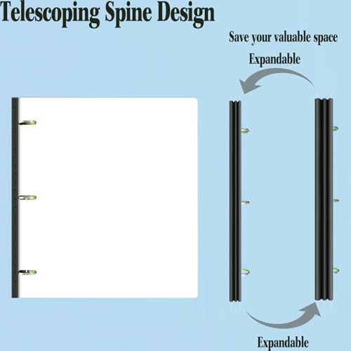 JISUSU 1INCH Telescoping 3 Ring Binder - 4PCS, Portable Plastic Binder with Telescoping Spine, 3 Ring Binder with Foldable Front Cover Holds 8.5" x 11" Paper for School,Office and Homes-White