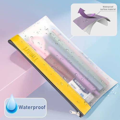 Clear Pencil Pouch-3 Pack, Clear Pencil Case, Clear Pencil Bag with Zipper for Kids, Clear Makeup Pouch, Kids Pencil Pouch for Office School Supplies Makeup Travel Accessories