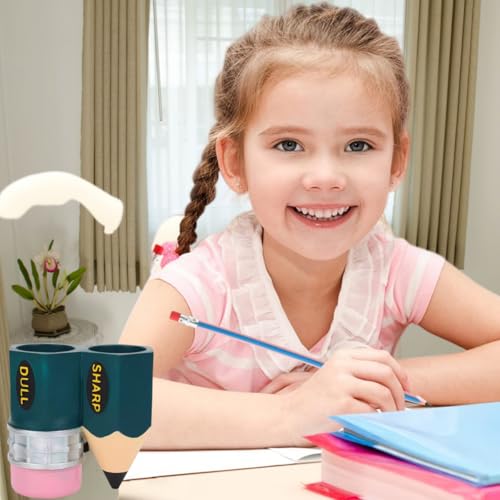 FYXMI Sharp and Dull Pencil Holder for Classroom, Cute Pencil Holder for Classroom For Library, Study Room, Children's Day, Back-To-School Student Gift (Green)