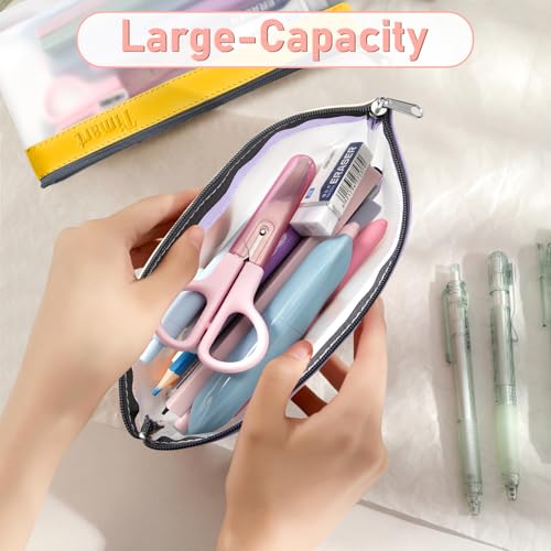 Clear Pencil Pouch-3 Pack, Clear Pencil Case, Clear Pencil Bag with Zipper for Kids, Clear Makeup Pouch, Kids Pencil Pouch for Office School Supplies Makeup Travel Accessories