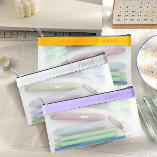 Clear Pencil Pouch-3 Pack, Clear Pencil Case, Clear Pencil Bag with Zipper for Kids, Clear Makeup Pouch, Kids Pencil Pouch for Office School Supplies Makeup Travel Accessories