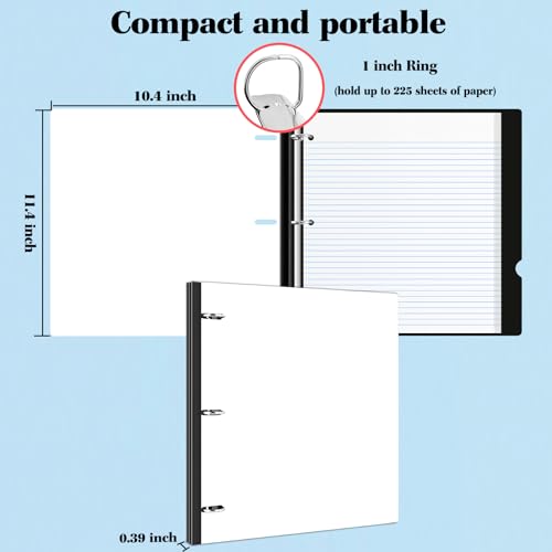 JISUSU 1INCH Telescoping 3 Ring Binder - 4PCS, Portable Plastic Binder with Telescoping Spine, 3 Ring Binder with Foldable Front Cover Holds 8.5" x 11" Paper for School,Office and Homes-White