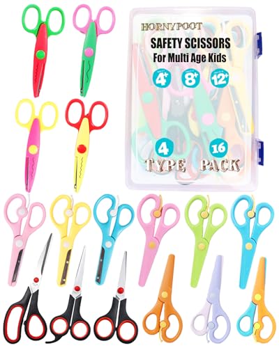 16 Pack Kids Scissorsfor School, Scissors for Kids School Scissors for Kids Age 8-12, Safety Scissors Blunt Tip Scissors for Kids Student Scissors,Scissors for School Teen (Multi-color-16)