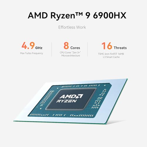 Beelink Ai Mini PC EQR6 6900HX AMD Ryzen 9 Processor(8C/16T, up to 4.9GHz), Micro Computer 24GB DDR5 1TB SSD Radeon 680M Graphics, Mini Computers Dual HDMI/4K 60Hz/WiFi6/BT5.2 Home/Office/HTPC W11 Pro