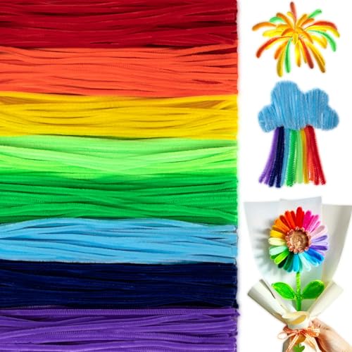 Peryiter 500 Pieces Pipe Cleaners Chenille Stems 12 Inch Craft Supplies Bulk for DIY Art and Craft Projects Creative Gift Wrapping Party Decorations (Rainbow Color)
