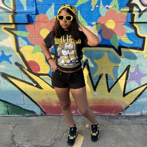 DopeSkill Graphic Tee Black Yellow Thunder AJ4 Streetwear Hip Hop Men's T-Shirt Sneaker Colour Matching Shirts Real Lover (Black - XL)