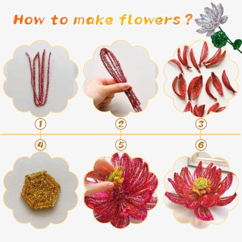 ZXIIXZ 100 Pcs Pipe Cleaners, Glitter Pipe Cleaners Craft Supplies, Creative Craft Pipe Cleaners Bulk for Art DIY Crafts Decorations/Glitter Silver