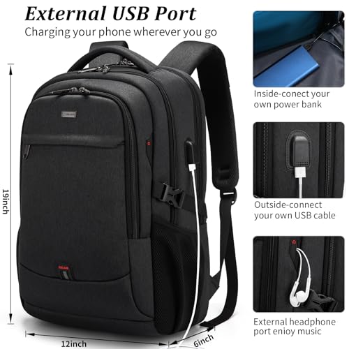 DUSLANG 17 Inch Laptop Backpack for Travel Water Resistant College Bookbag for Women Laptop Bag with USB Charging Port,Beige A