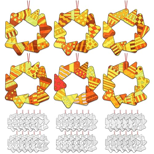 Epakh 30 Pcs Back to School Craft Kit for Kids Color Your Own Funny Candy Corn Crafts DIY Coloring Paper Wreath Crafts Bulk for First Day of School Classroom Home Activity Party Decors Supplies