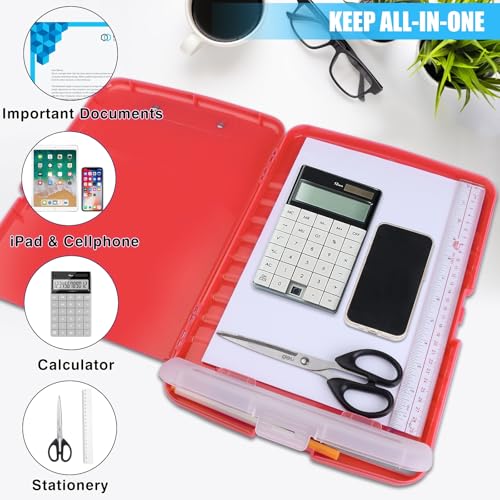 Plastic Clipboard with Storage,TFDLCG zm High Capacity Clip Boards 8.5x11,A4 Binder Nursing Clipboard Folder Heavy Duty,Storage Clipboard with Pen Holder for Women Teachers Work, School Office(Red)