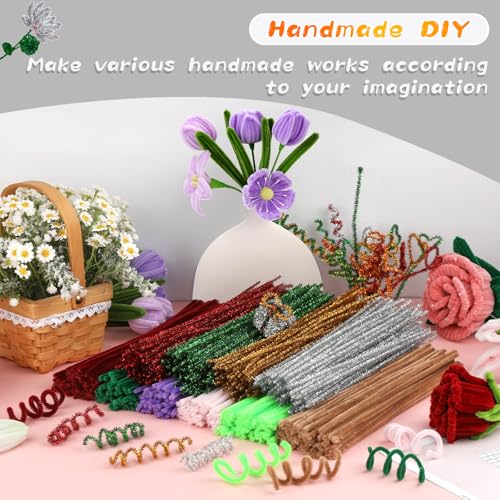 ZXIIXZ 100 Pcs Pipe Cleaners, Glitter Pipe Cleaners Craft Supplies, Creative Craft Pipe Cleaners Bulk for Art DIY Crafts Decorations/Glitter Silver