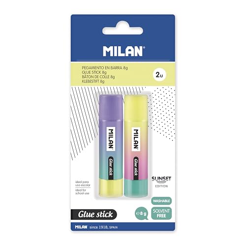 MILAN Blister Pack of 2 Glue Sticks 8 g Sunset, Assorted