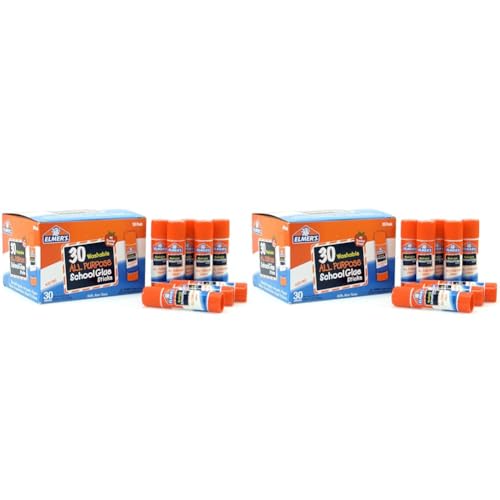 Elmer's All Purpose School Glue Sticks, Washable, 7 Grams, 30 Count (Pack of 2)
