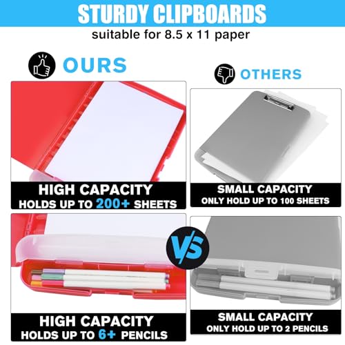 Plastic Clipboard with Storage,TFDLCG zm High Capacity Clip Boards 8.5x11,A4 Binder Nursing Clipboard Folder Heavy Duty,Storage Clipboard with Pen Holder for Women Teachers Work, School Office(Red)