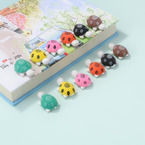 KUNFOWL 48 Pack Mini Turtle Erasers for Kids, 3D Puzzle Erasers for Boys and Girls, Fun Erasers for School Supplies Prize Gifts Party Favors (Turtle)